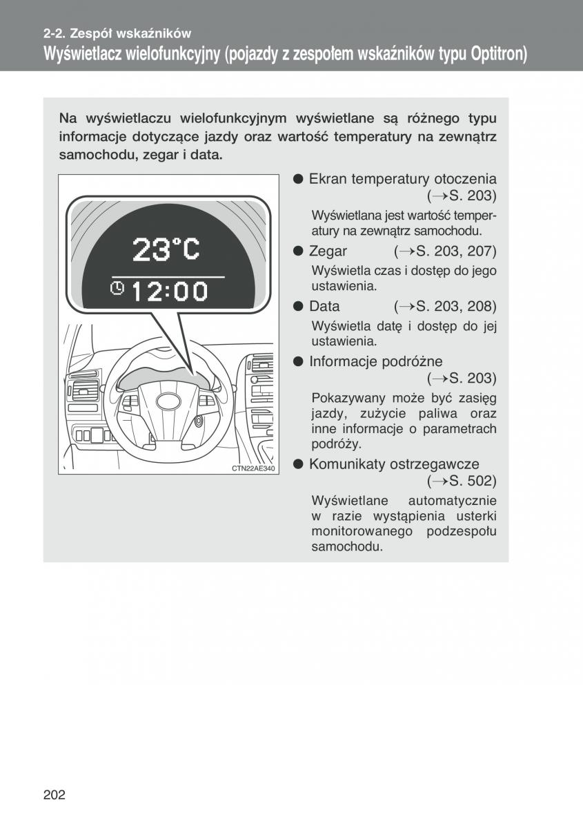 Toyota Auris I 1 instrukcja obslugi / page 204