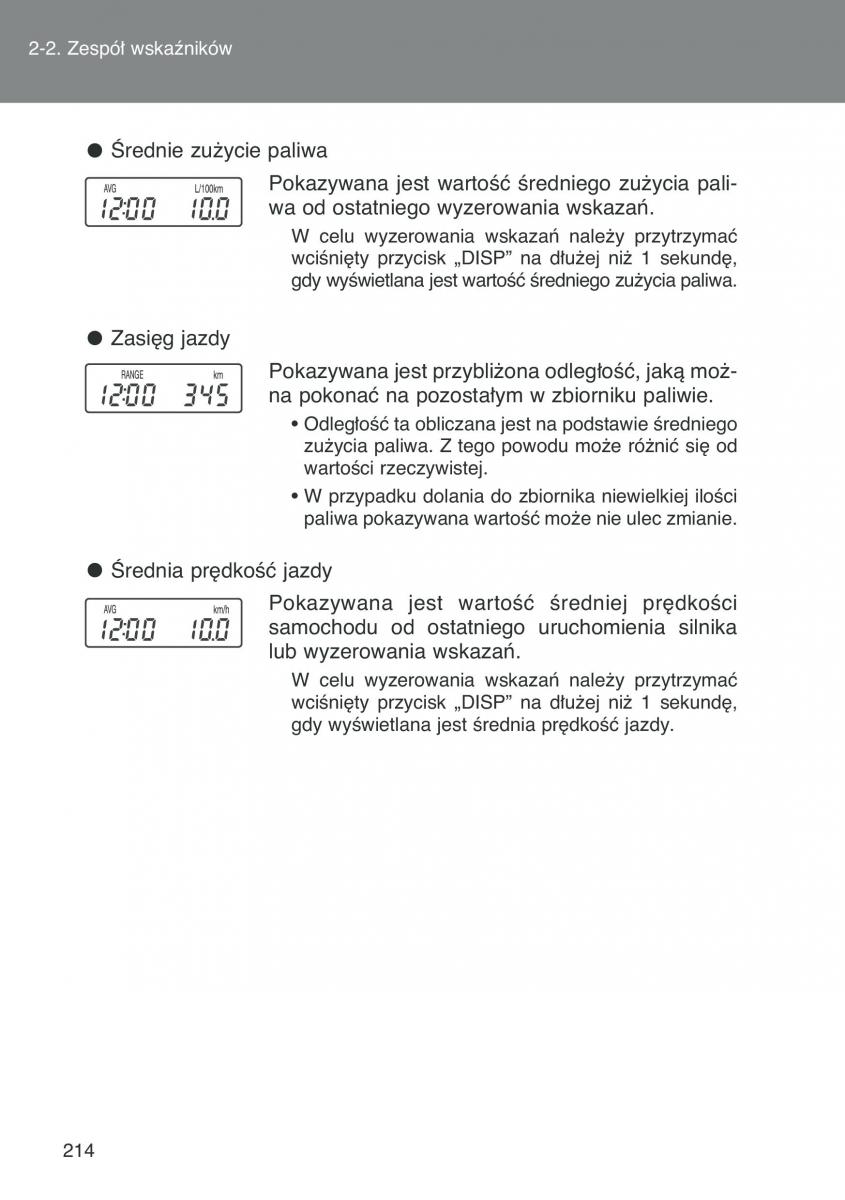 Toyota Auris I 1 instrukcja obslugi / page 216