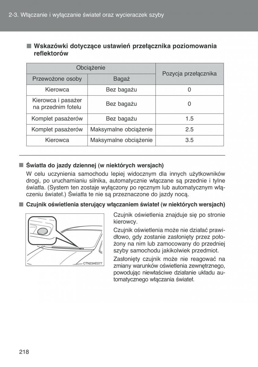 Toyota Auris I 1 instrukcja obslugi / page 220