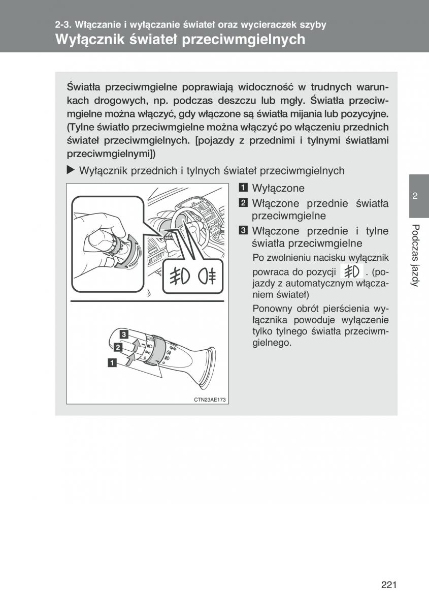 Toyota Auris I 1 instrukcja obslugi / page 223