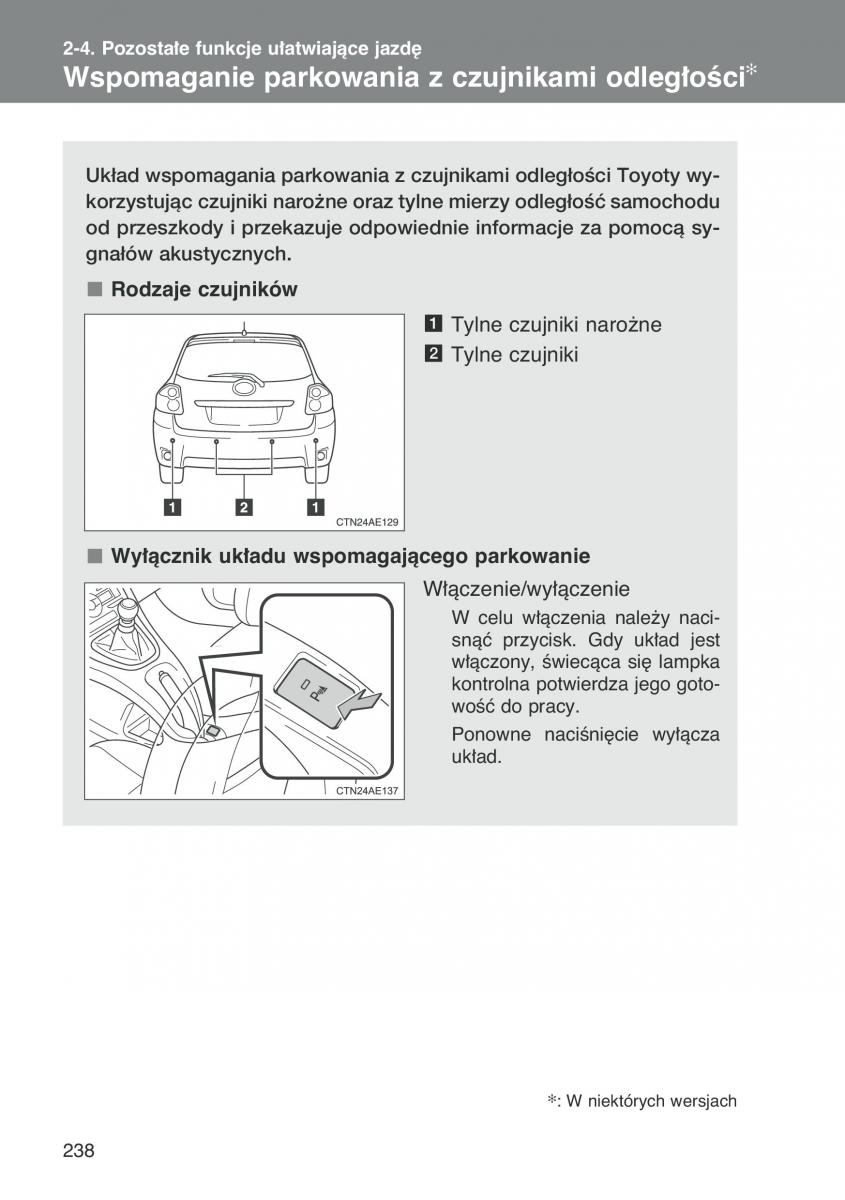 Toyota Auris I 1 instrukcja obslugi / page 240