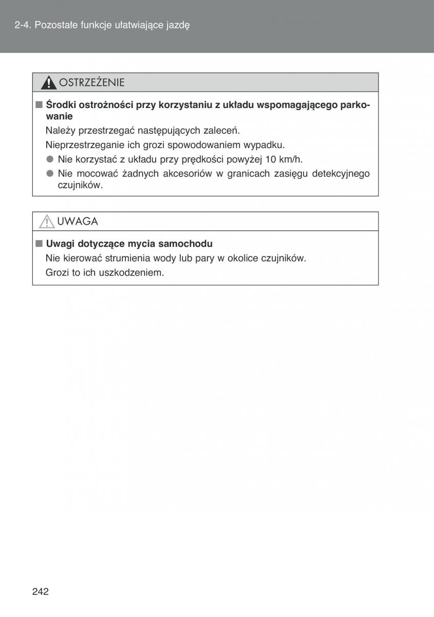 Toyota Auris I 1 instrukcja obslugi / page 244