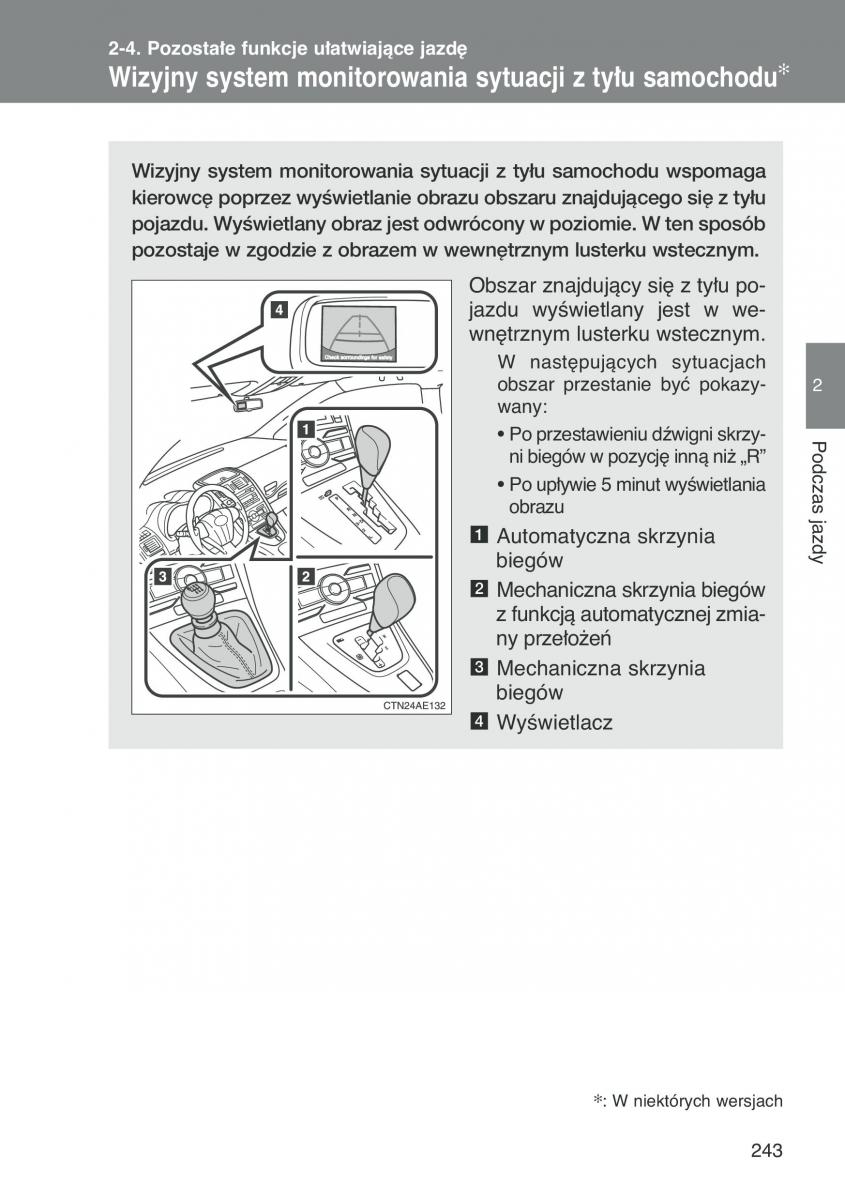 Toyota Auris I 1 instrukcja obslugi / page 245