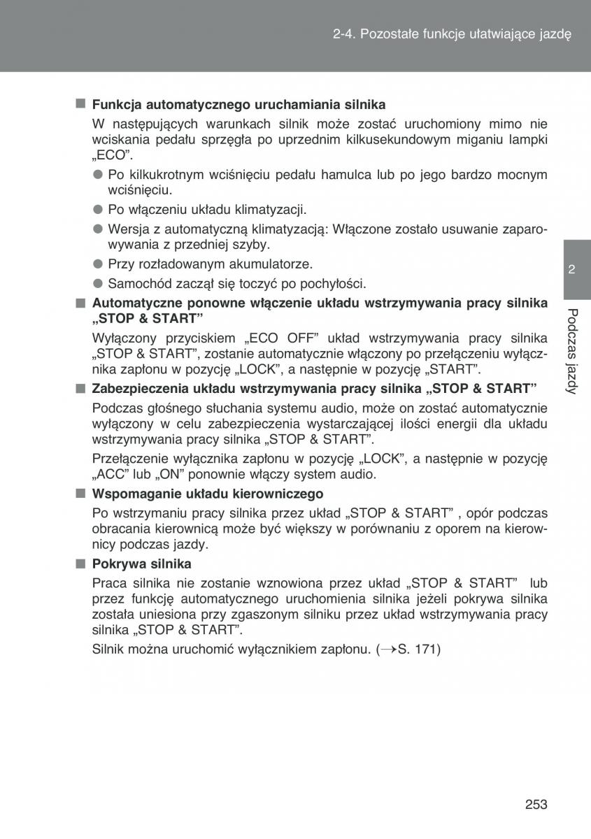 Toyota Auris I 1 instrukcja obslugi / page 255