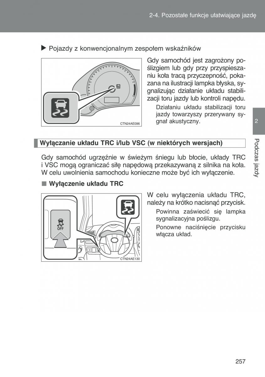 Toyota Auris I 1 instrukcja obslugi / page 259