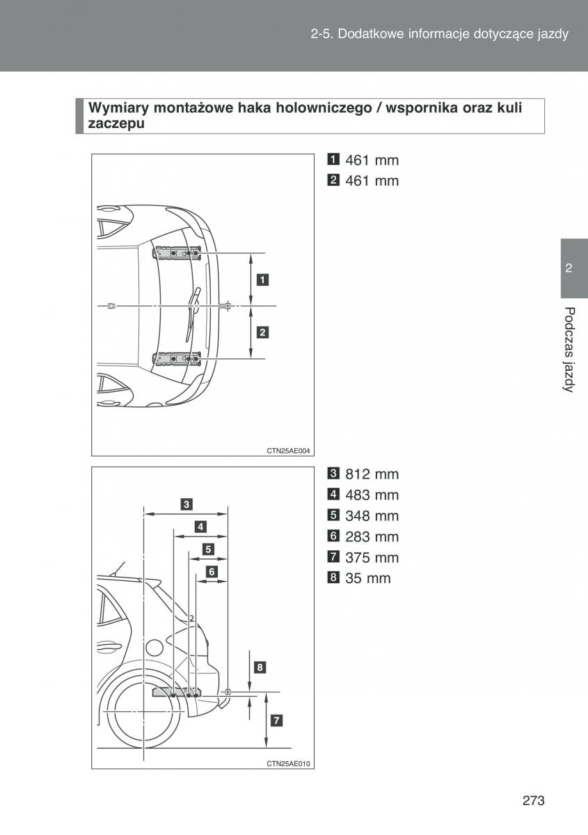 Toyota Auris I 1 instrukcja obslugi / page 275