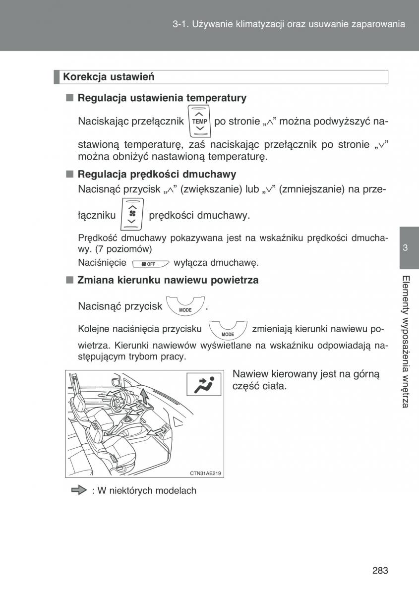 Toyota Auris I 1 instrukcja obslugi / page 285