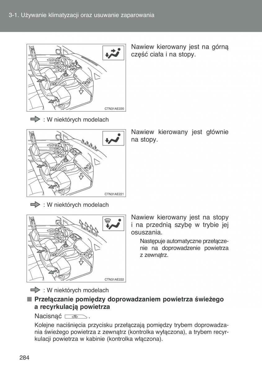 Toyota Auris I 1 instrukcja obslugi / page 286