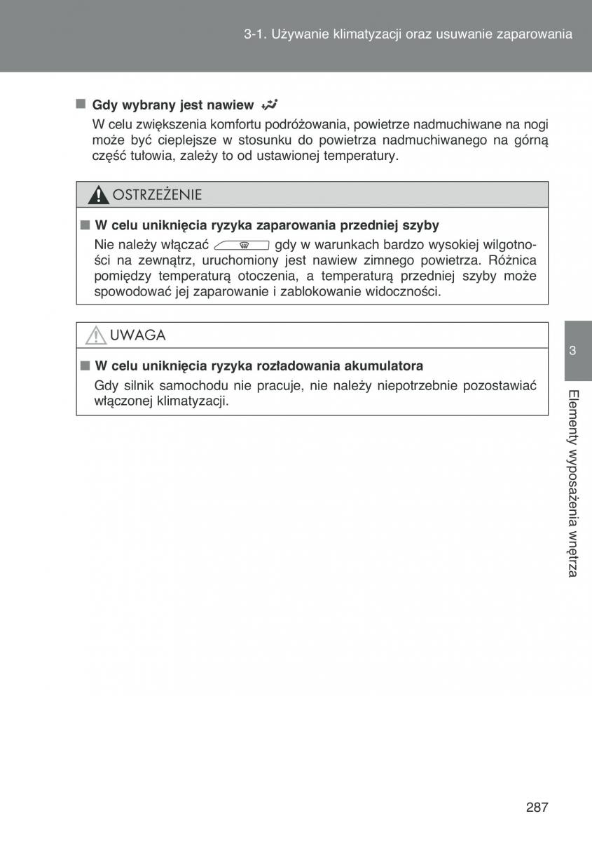 Toyota Auris I 1 instrukcja obslugi / page 289