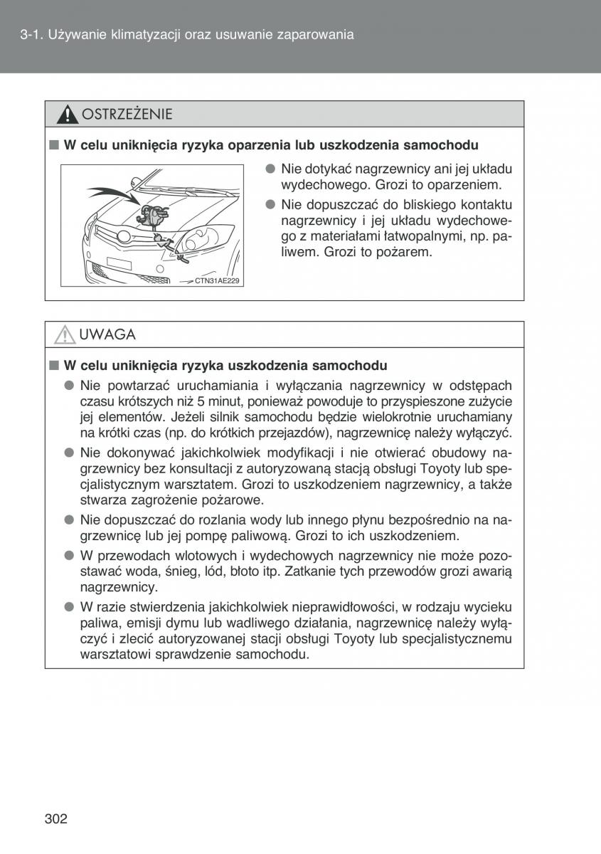 Toyota Auris I 1 instrukcja obslugi / page 304