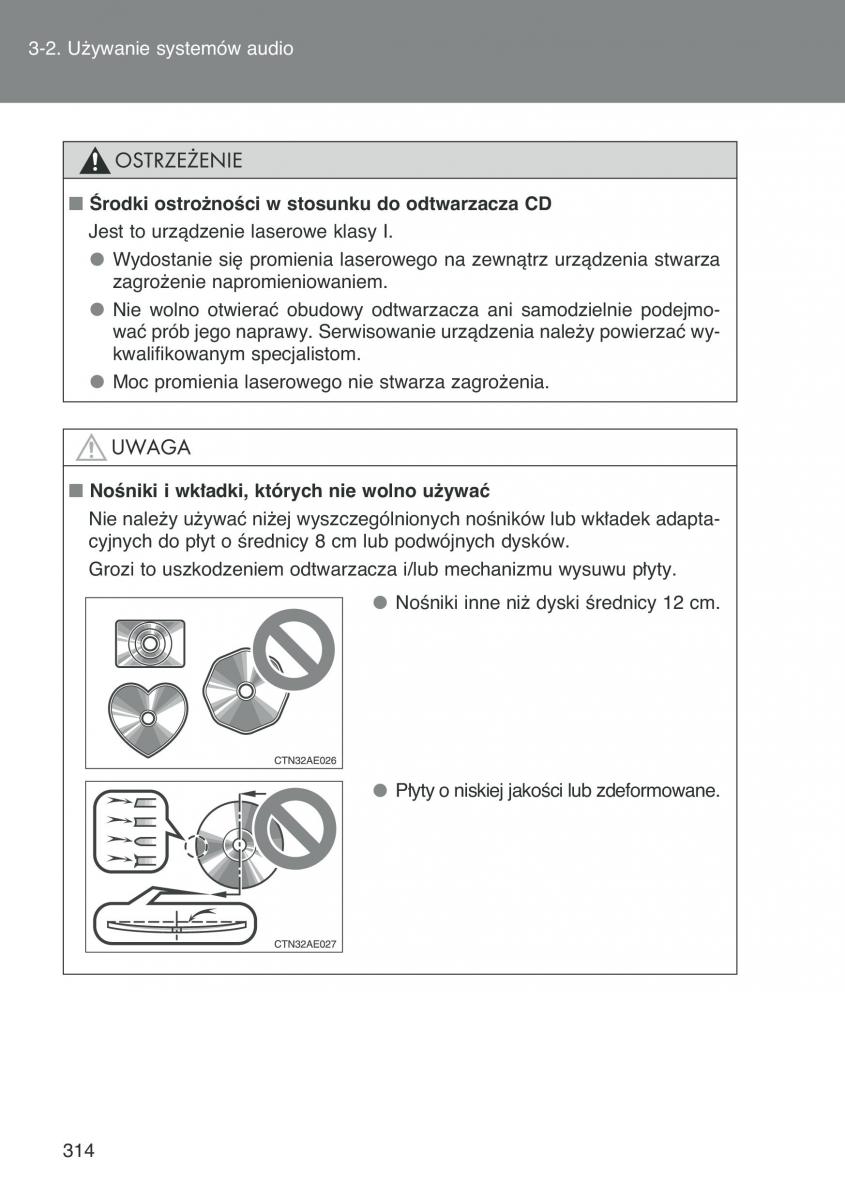 Toyota Auris I 1 instrukcja obslugi / page 316