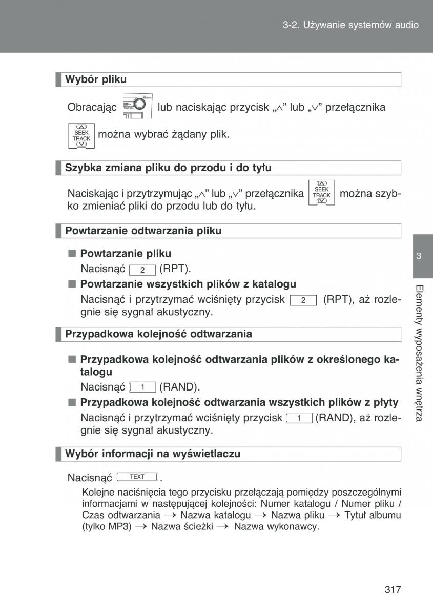 Toyota Auris I 1 instrukcja obslugi / page 319