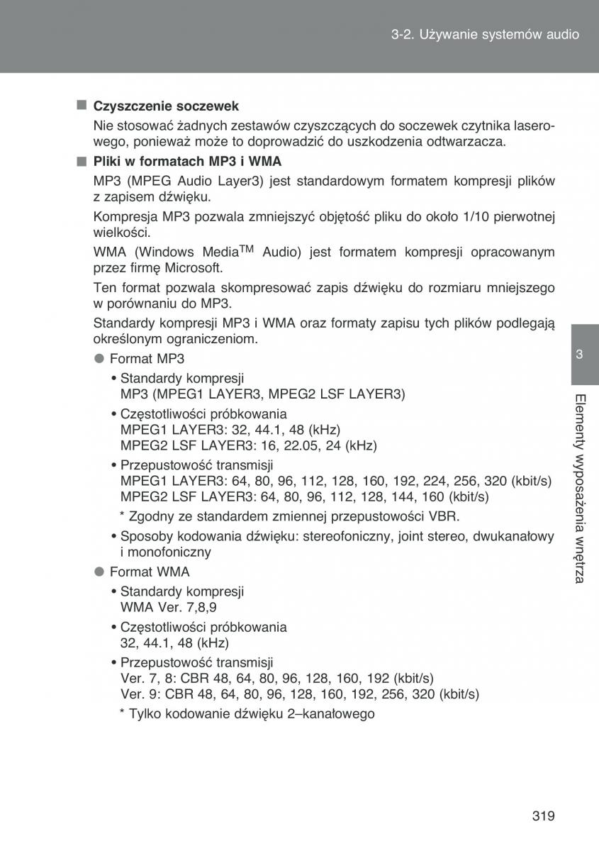 Toyota Auris I 1 instrukcja obslugi / page 321