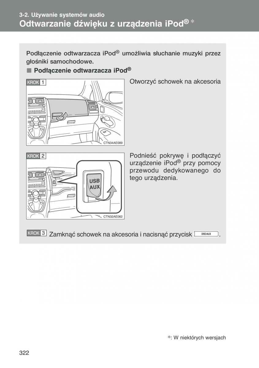 Toyota Auris I 1 instrukcja obslugi / page 324