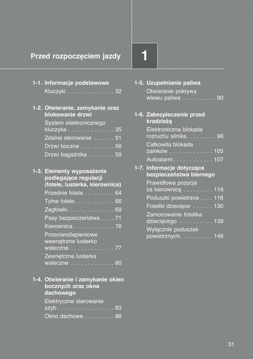 Toyota Auris I 1 instrukcja obslugi / page 33