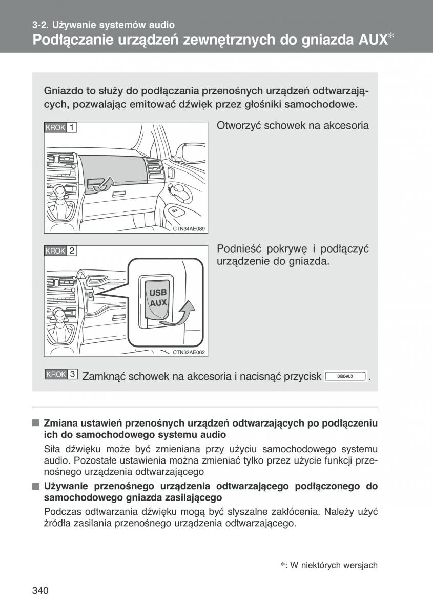 Toyota Auris I 1 instrukcja obslugi / page 342