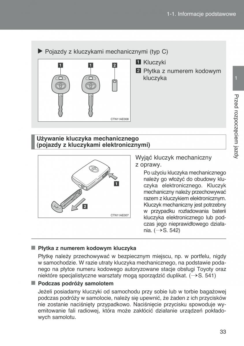 Toyota Auris I 1 instrukcja obslugi / page 35