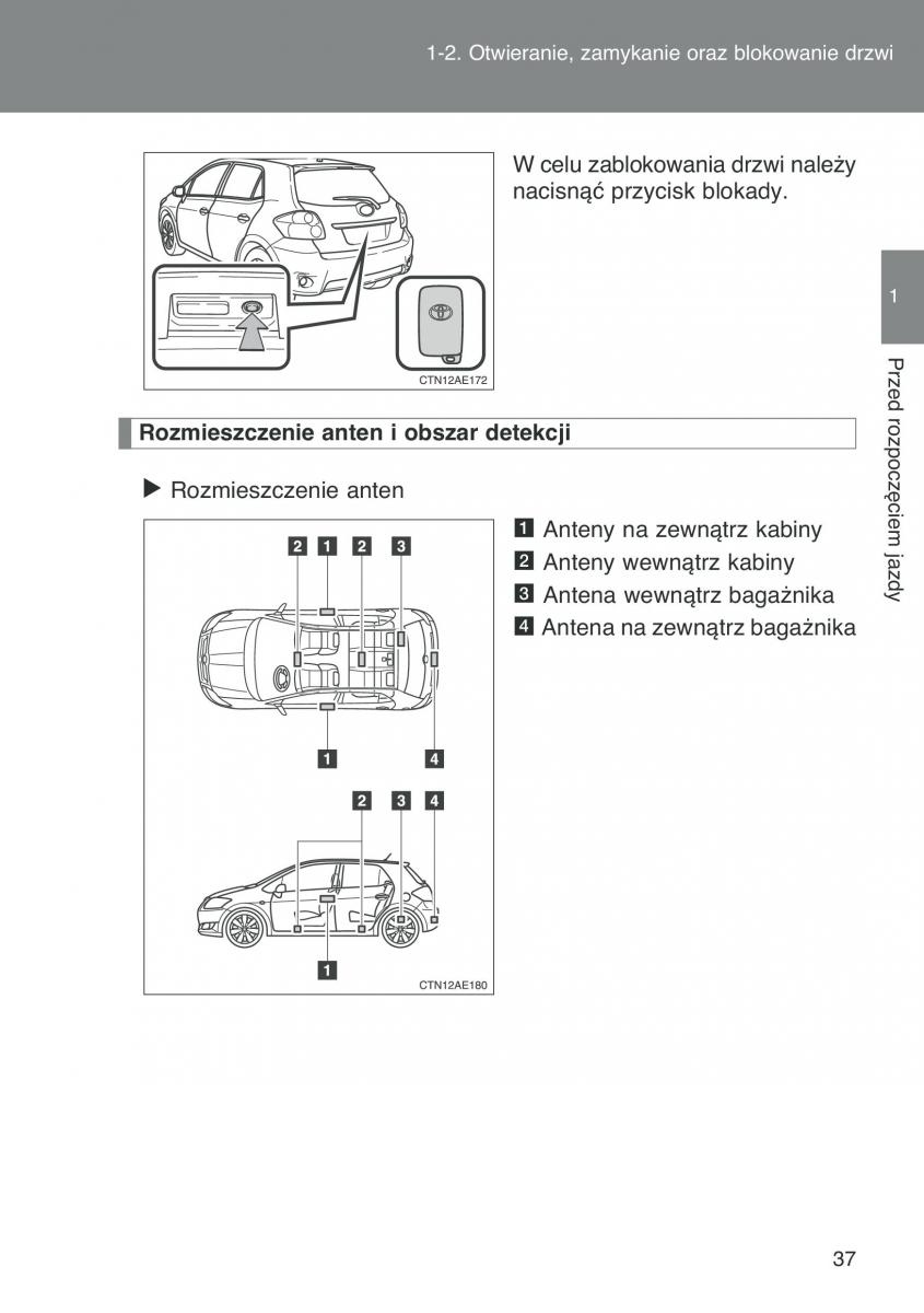 Toyota Auris I 1 instrukcja obslugi / page 39