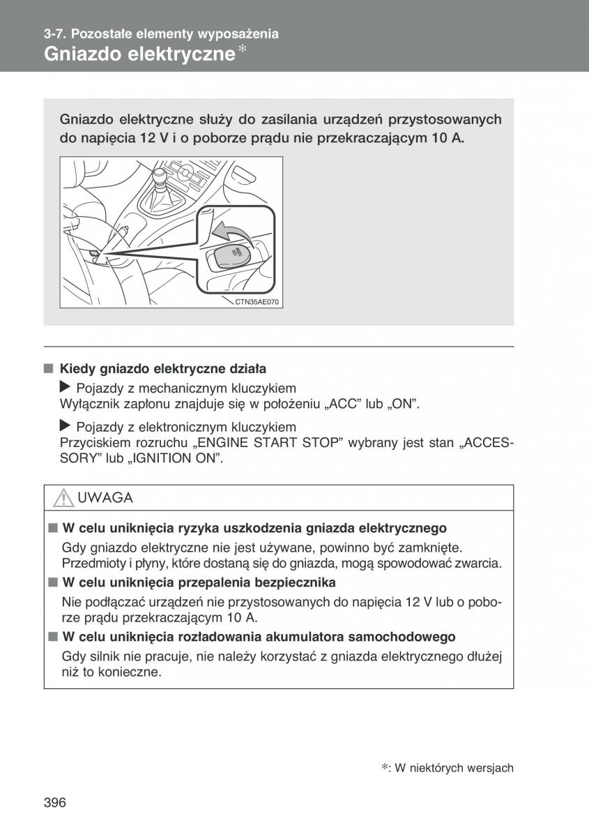 Toyota Auris I 1 instrukcja obslugi / page 398