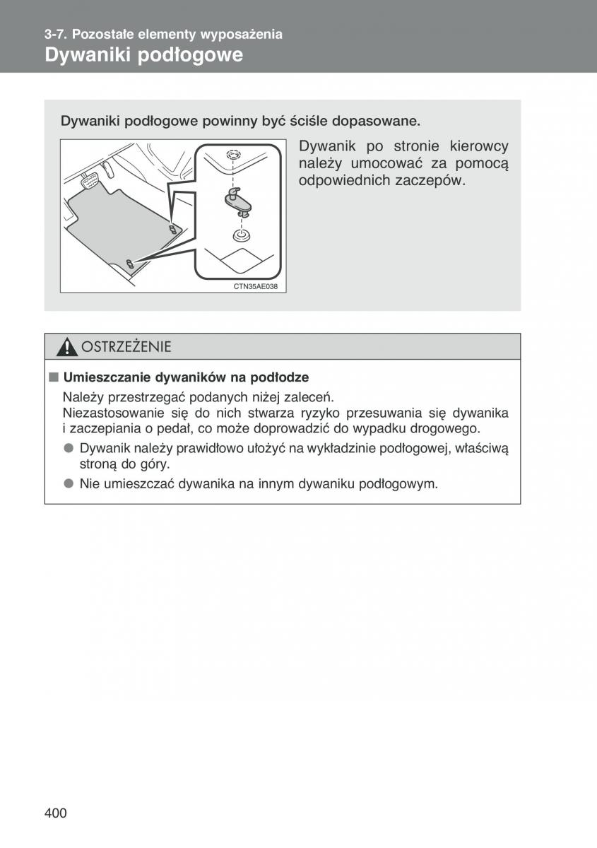 Toyota Auris I 1 instrukcja obslugi / page 402