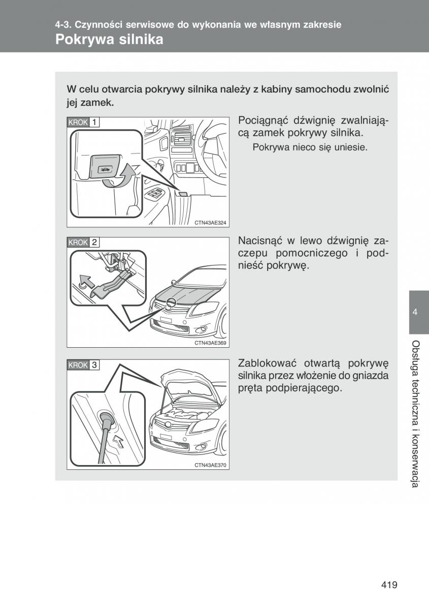 Toyota Auris I 1 instrukcja obslugi / page 421