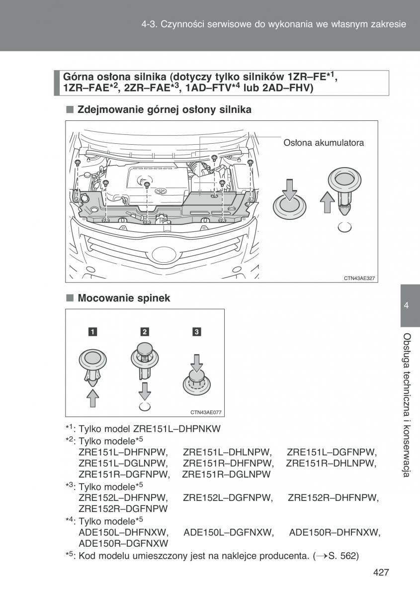 Toyota Auris I 1 instrukcja obslugi / page 429