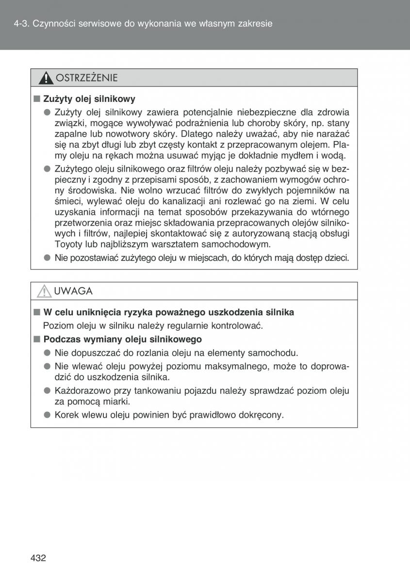 Toyota Auris I 1 instrukcja obslugi / page 434