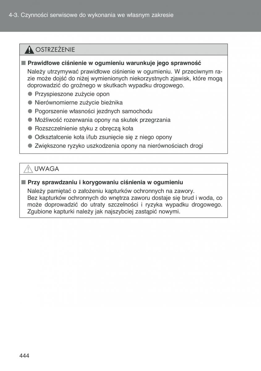 Toyota Auris I 1 instrukcja obslugi / page 446