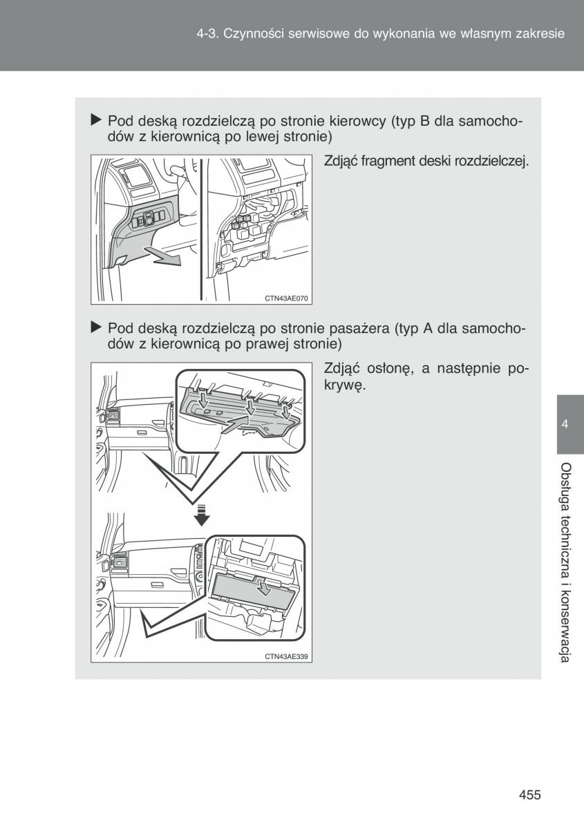 Toyota Auris I 1 instrukcja obslugi / page 457