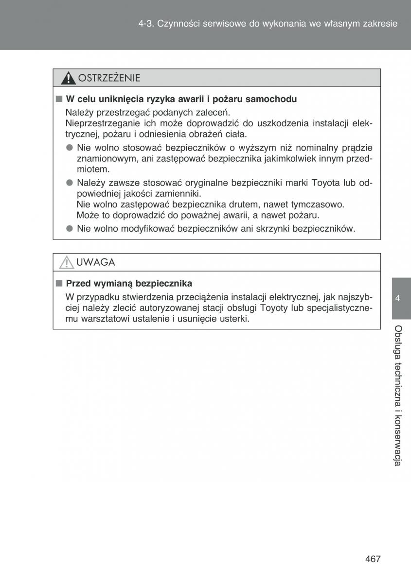 Toyota Auris I 1 instrukcja obslugi / page 469