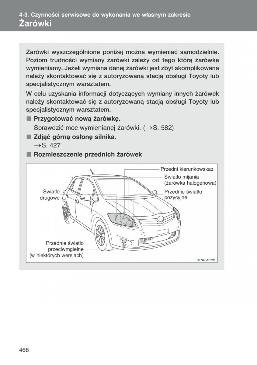 Toyota Auris I 1 instrukcja obslugi / page 470