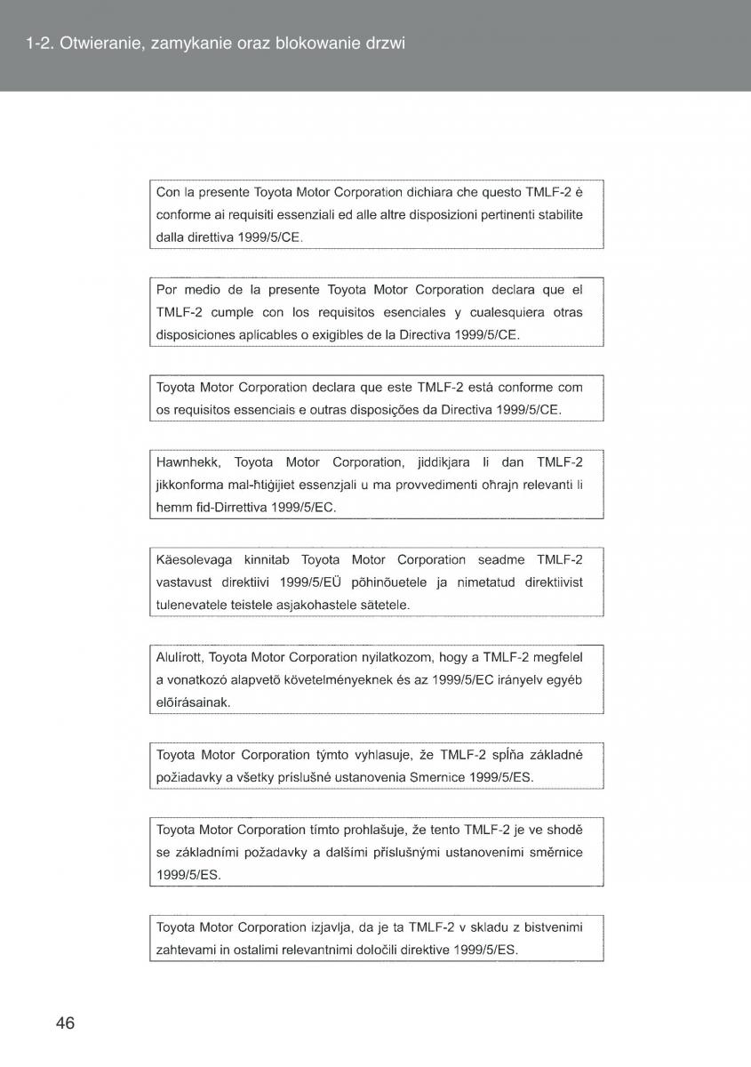 Toyota Auris I 1 instrukcja obslugi / page 48