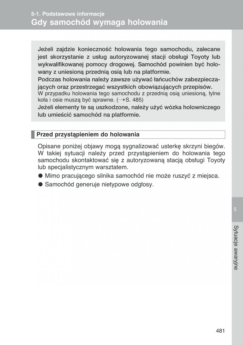 Toyota Auris I 1 instrukcja obslugi / page 483