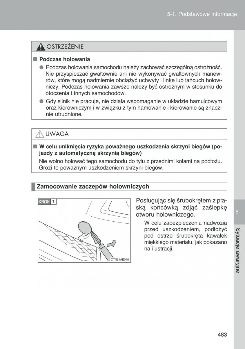 Toyota Auris I 1 instrukcja obslugi / page 485