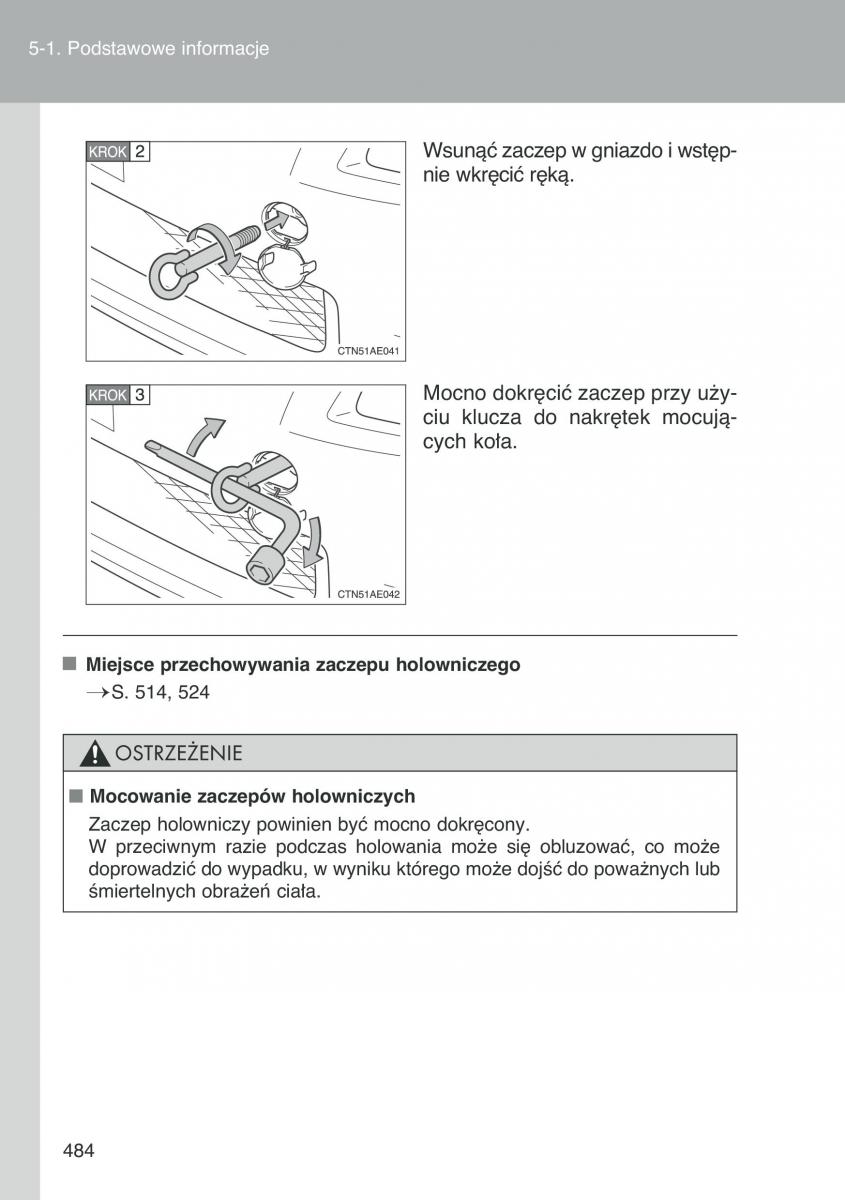 Toyota Auris I 1 instrukcja obslugi / page 486