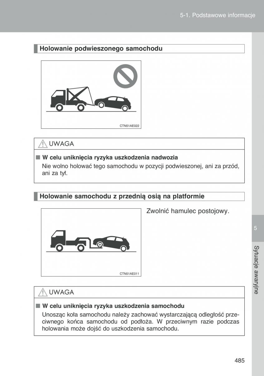 Toyota Auris I 1 instrukcja obslugi / page 487