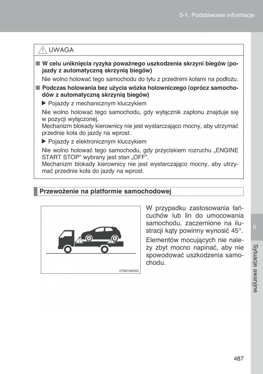 Toyota Auris I 1 instrukcja obslugi / page 489