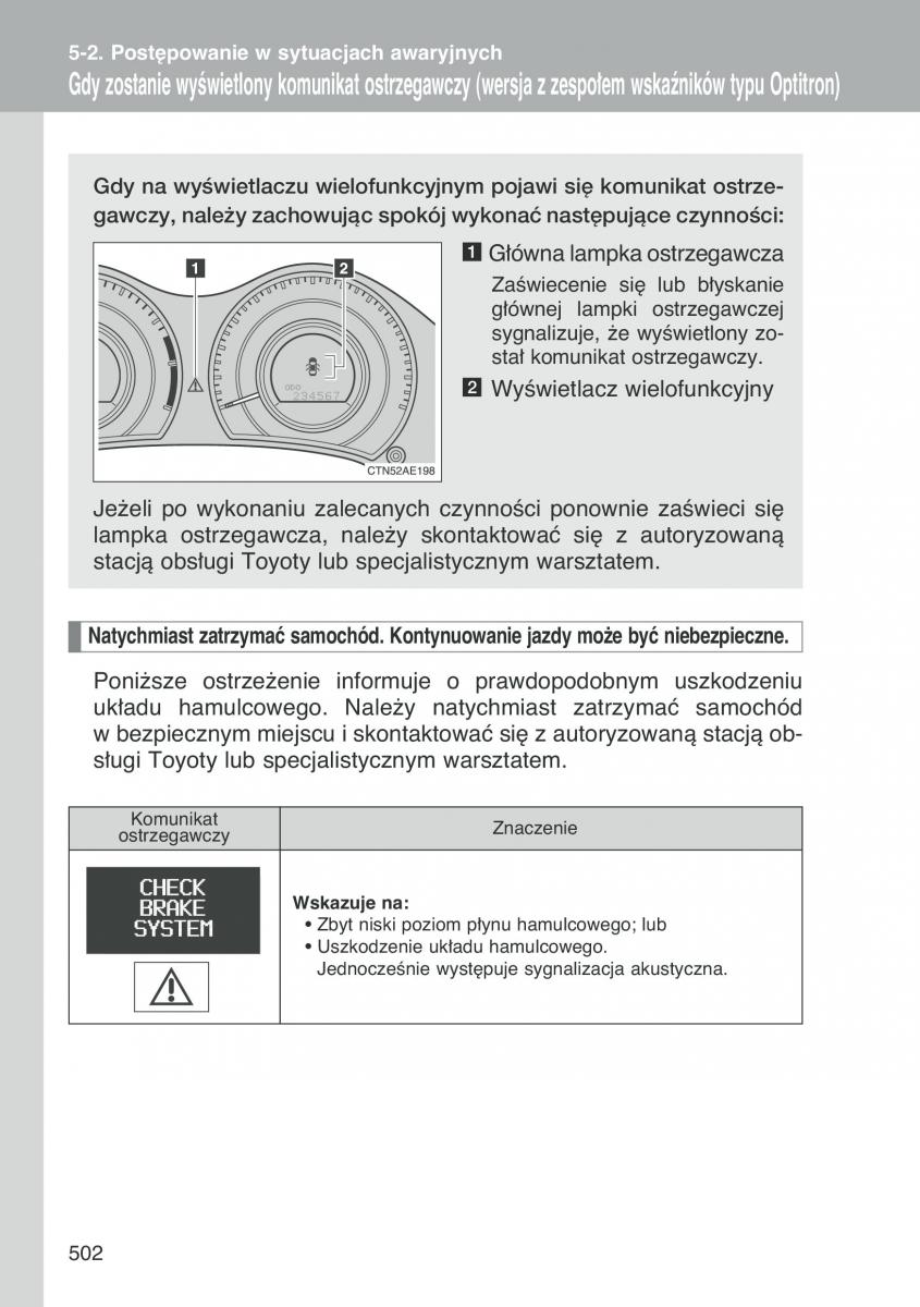 Toyota Auris I 1 instrukcja obslugi / page 504