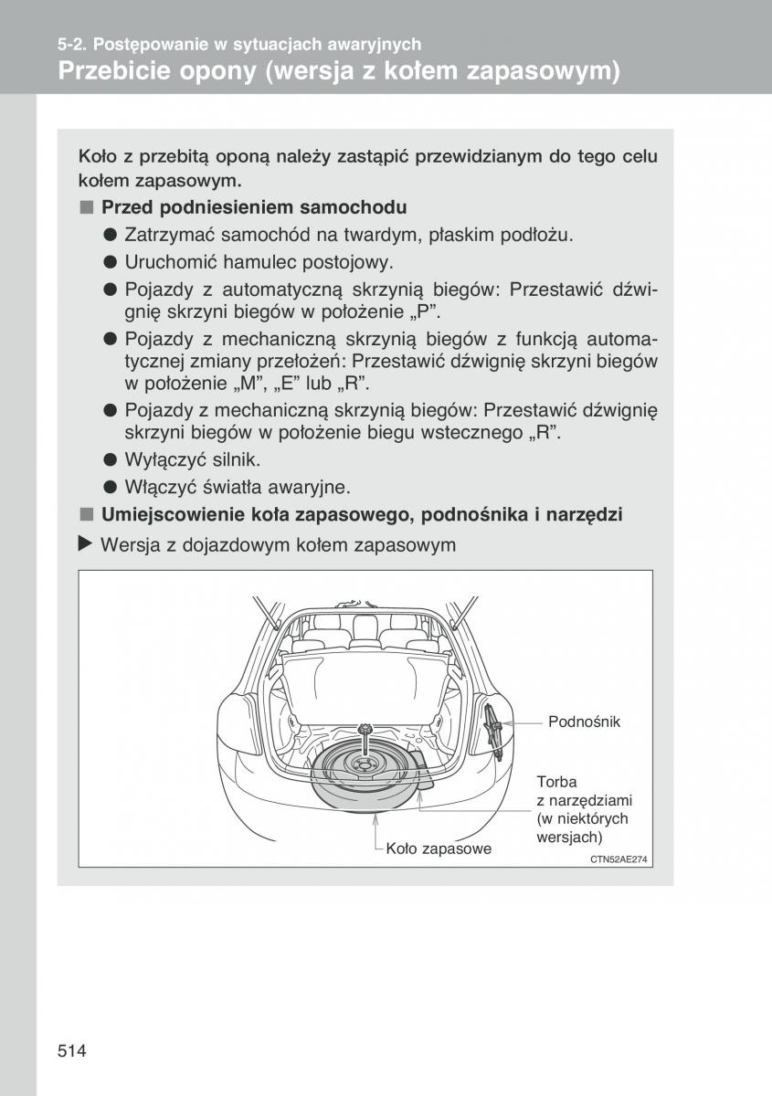 Toyota Auris I 1 instrukcja obslugi / page 516