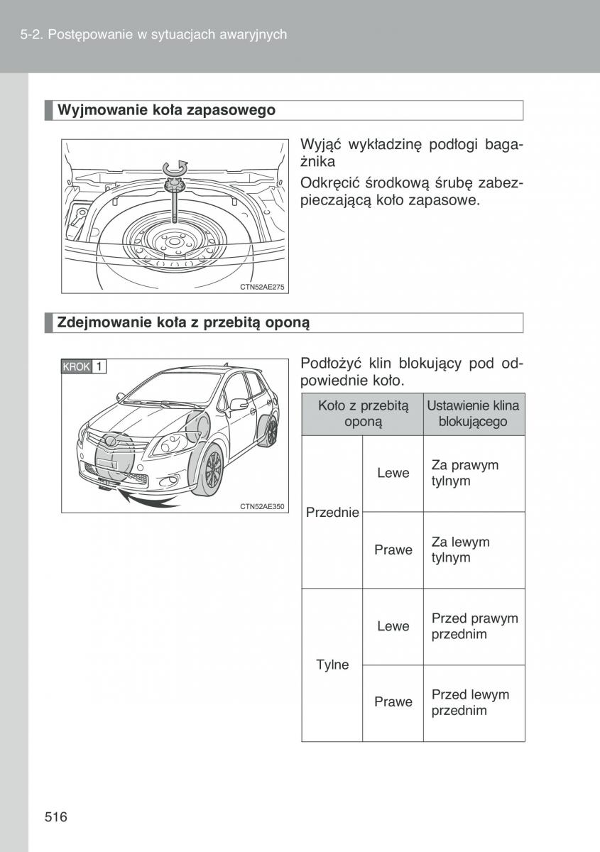 Toyota Auris I 1 instrukcja obslugi / page 518