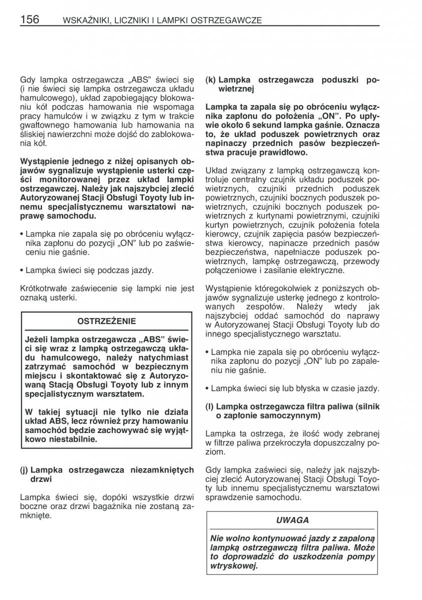 Toyota Avensis II 2 instrukcja obslugi / page 163