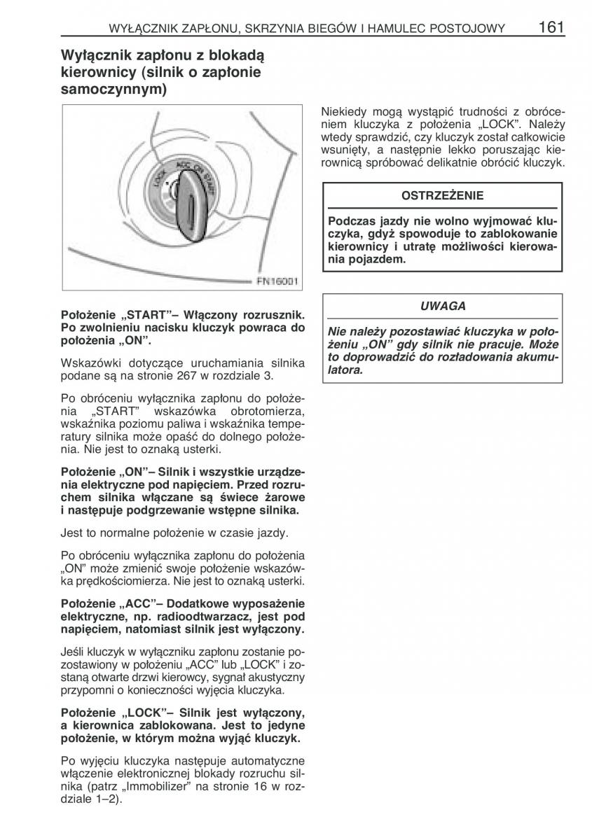 Toyota Avensis II 2 instrukcja obslugi / page 168