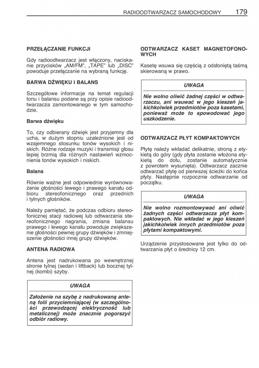 Toyota Avensis II 2 instrukcja obslugi / page 186