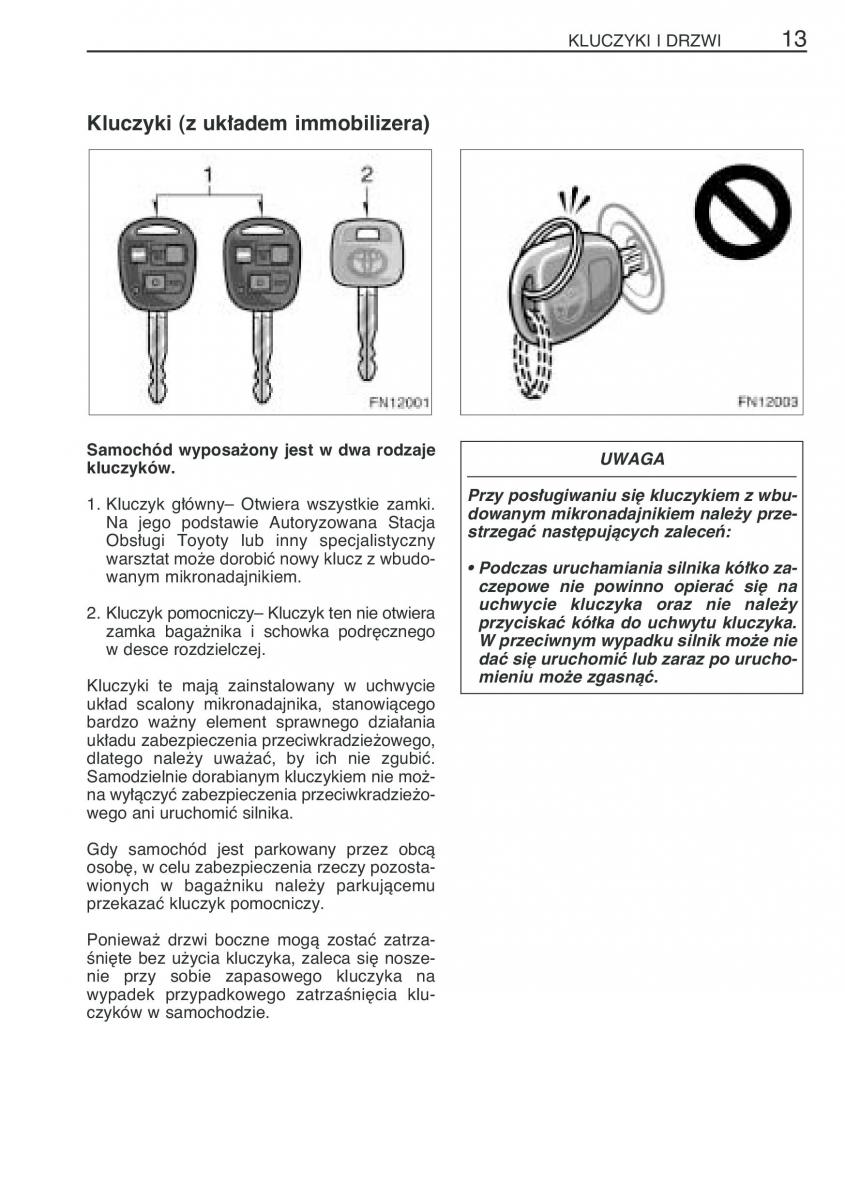 Toyota Avensis II 2 instrukcja obslugi / page 20