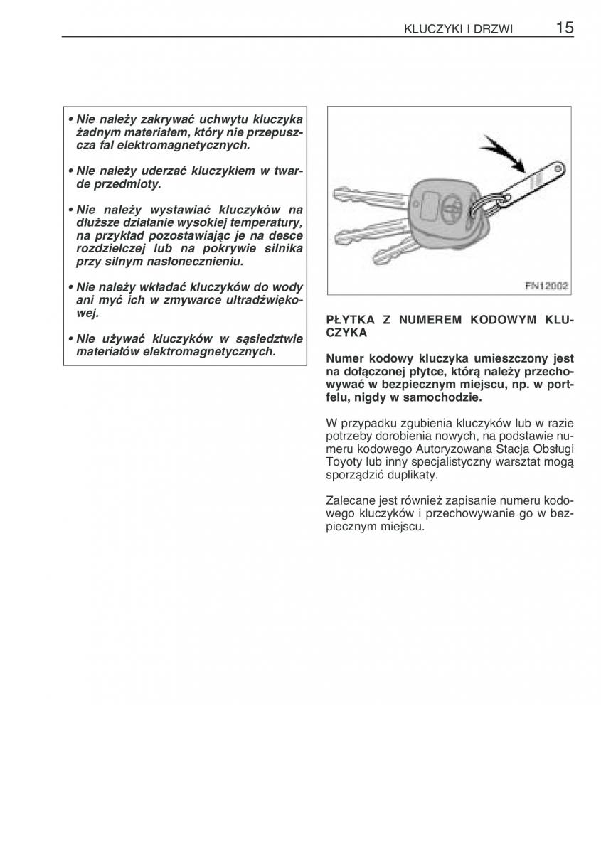 Toyota Avensis II 2 instrukcja obslugi / page 22