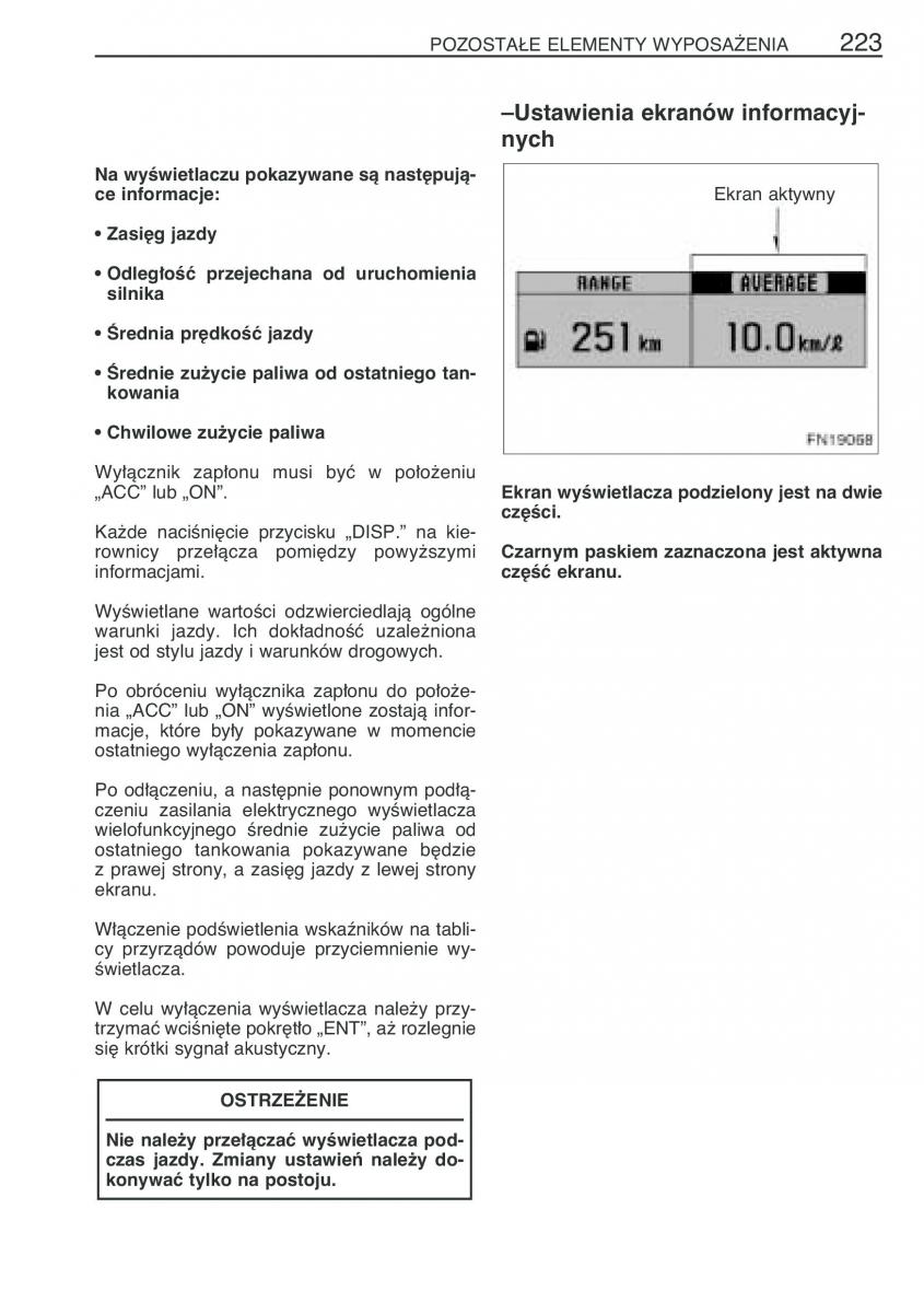 Toyota Avensis II 2 instrukcja obslugi / page 230