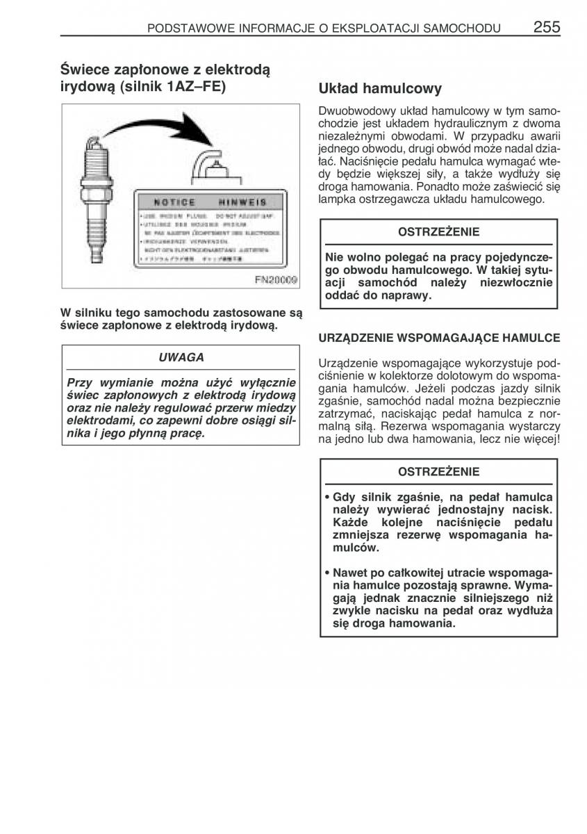 Toyota Avensis II 2 instrukcja obslugi / page 262