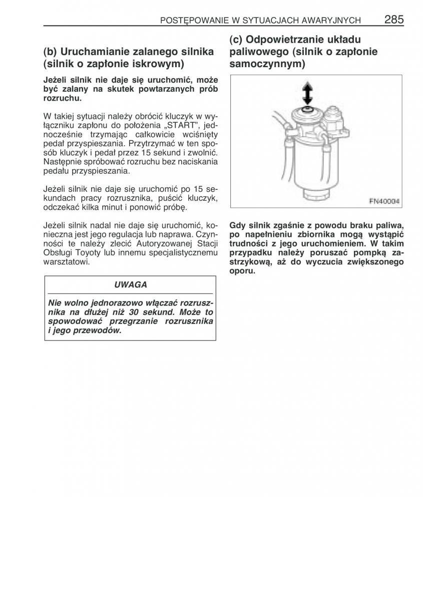 Toyota Avensis II 2 instrukcja obslugi / page 292