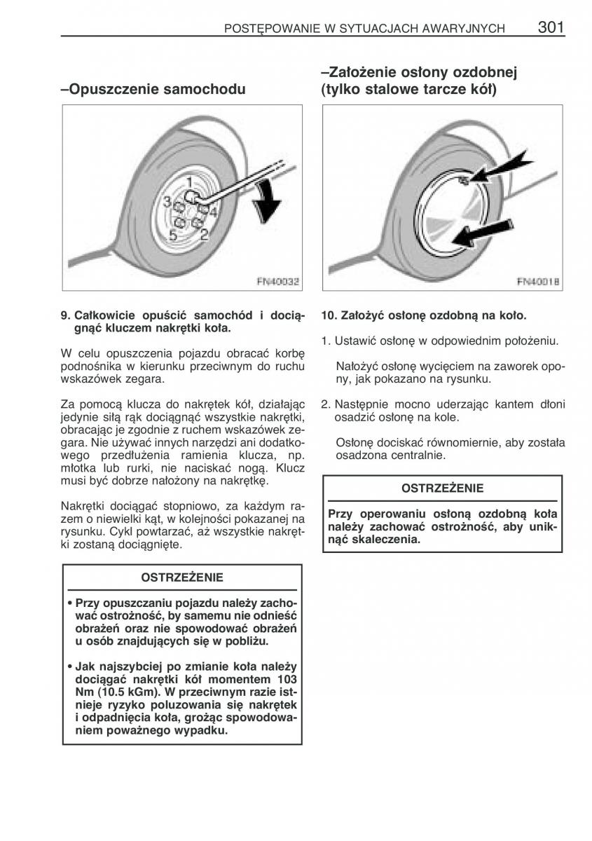 Toyota Avensis II 2 instrukcja obslugi / page 308