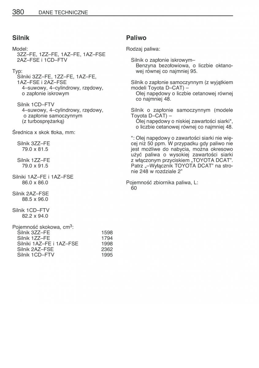 Toyota Avensis II 2 instrukcja obslugi / page 387